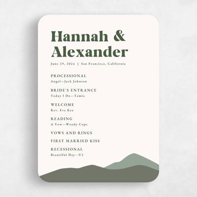 Green Rounded Wedding Program - Langdon