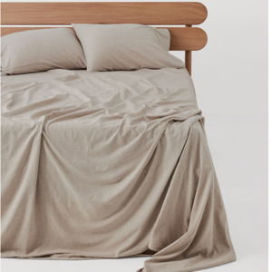 PACT Home Wheat Heather Organic Favorite Tee Jersey Sheet Set Queen