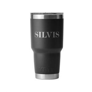 Customized Yeti Rambler 30oz His&Hers Tumblers - Black - 'SILVIS' in ITC Modern No 216