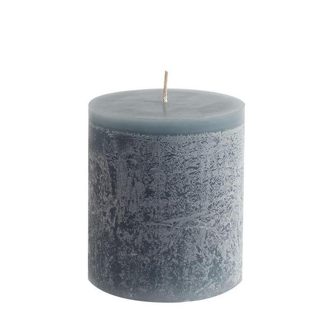 Scented Timber Pillar Candles, Flint Blue, Blackberry Yuzu, 4" x 4.5"