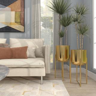 2-Piece Glam Round Planter Set with Stand