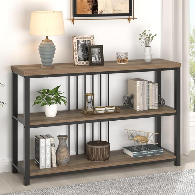 FOLUBAN Sofa Console Table, Modern Entryway/Hallway Table for Living Room, Oak