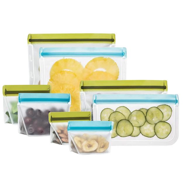 rezip Deluxe 8-piece Resusable Storage Bag Kit (Moss Green/Aqua)
