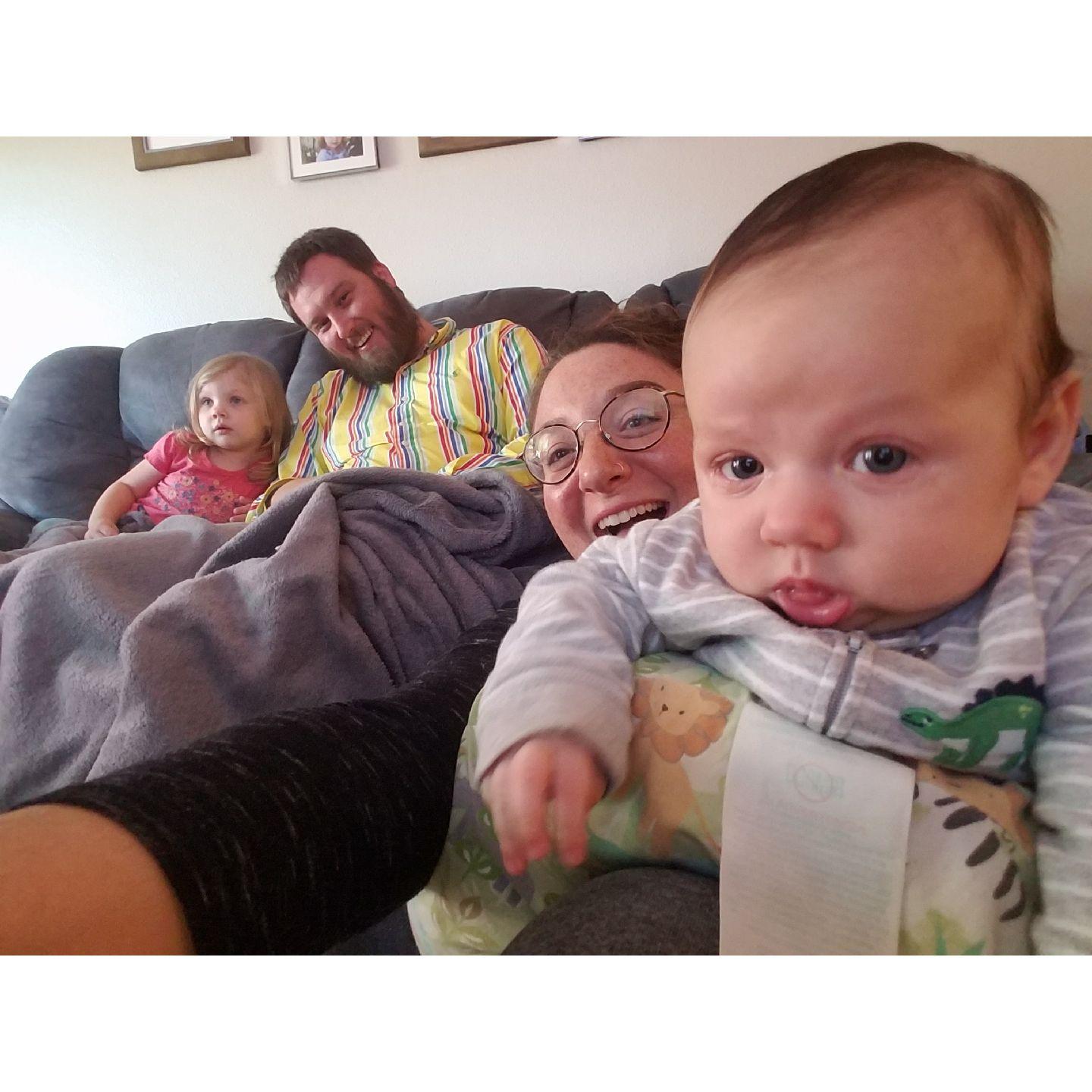 Uncle Mike and jenn hanging out with Ellie and Ashton!