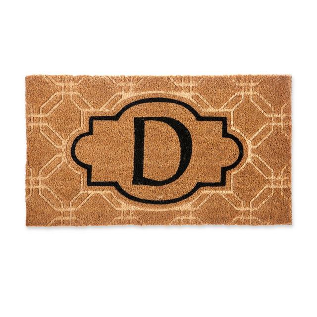 Evergreen Embossed Flocked Monogram Letter "D" Door Mat Insert in Black