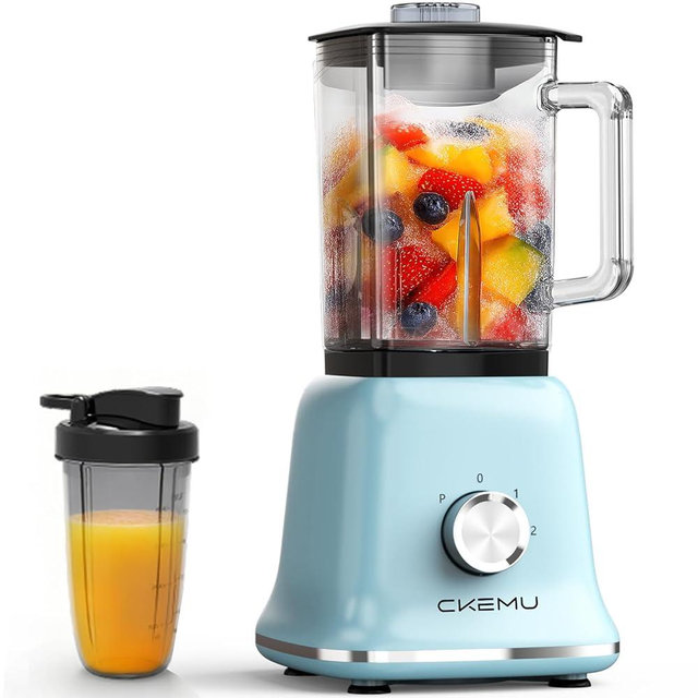 Countertop Blenders for Kitchen, Powerful Blender 25000 PRM with 58 Oz Glass Jar & To-Go Cup for Smoothies, Ice Crushing, Frozen Fruits, Milkshakes, Pulse Function, Self-Cleaning, 750 Watts