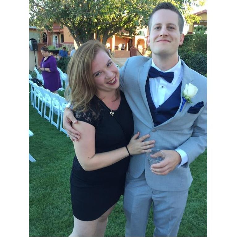 Our first picture together at Jason and Sara's wedding.