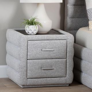 Cadmus Modern Channel-Tufted Fabric 2-Drawer Nightstand
