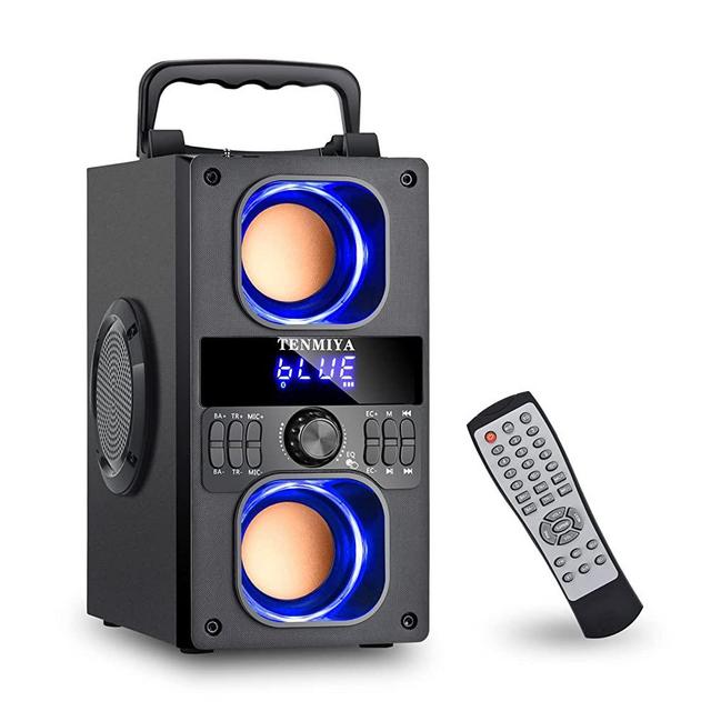 7.4V 60W(peak) Portable Bluetooth Speakers with Double Subwoofer Heavy Bass, Bluetooth 5.0 Wireless Speaker Support FM Radio, Small Stereo Sound System for Home, Party, Outdoor Travel(with Light)