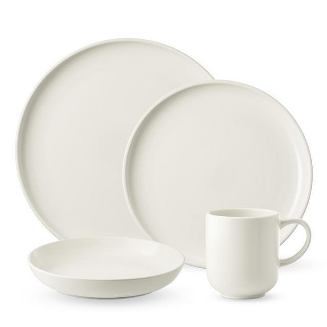 Terre 16-Piece Dinnerware Set with Pasta Bowl, Matte Flax