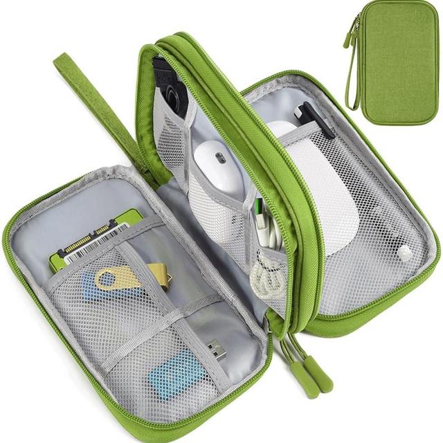 Electronic Organizer Travel Cable Accessories Bag, Electronic Organizer Case, Electronic Accessories Organizer Bag for Power Bank, Charging Cords, Chargers, Mouse, USB Cable, Earphones (Green)