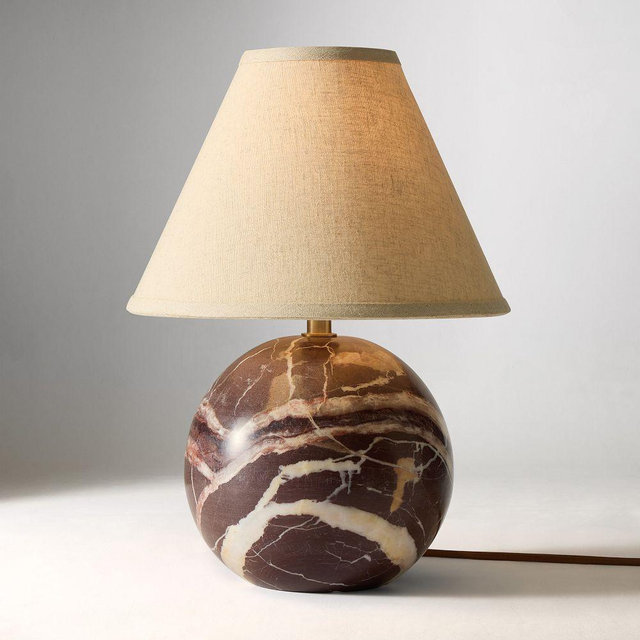 Perry Table Lamp, 18in, Red Marble/Natural Shade