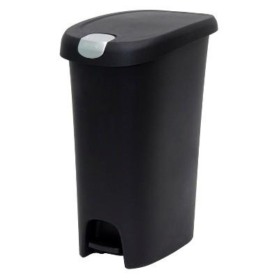 Hefty 12.3 Gallon Slim Step Trash Can with Locking Lid - Black