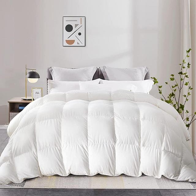 puredown® Goose Feather Down Comforter Full/Queen Size, All Season Duvet Insert, Cloud Soft Hotel Collection Bedding Comforters 100% Cotton Shell