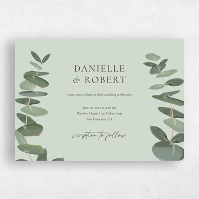 Light Sage, Green Wedding Invitation - Bransford Landscape
