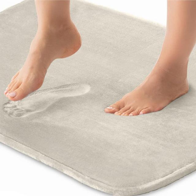 Gorilla Grip Thick Memory Foam Bath Rugs, Soft Absorbent Velvet Bathroom Mats, Durable Dots on Underside, Machine Washable Bathmat, Carpet Rug Room Decor for Shower Floor, 48x24 Mat, Champagne