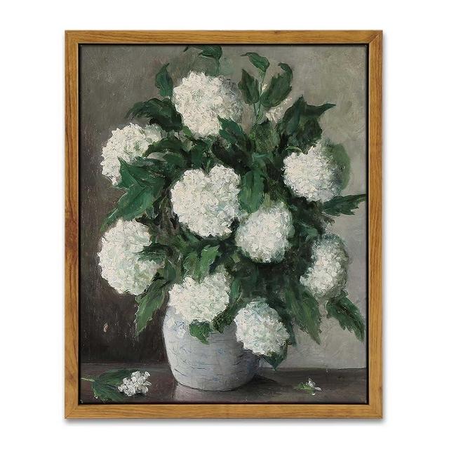 InSimSea Framed Wall Art Decorations Classical Painting Still Life with Hydrangeas in a Ceramic Vase Canvas Prints Home Decor Office Farmhouse Bathroom Decor 8x10in