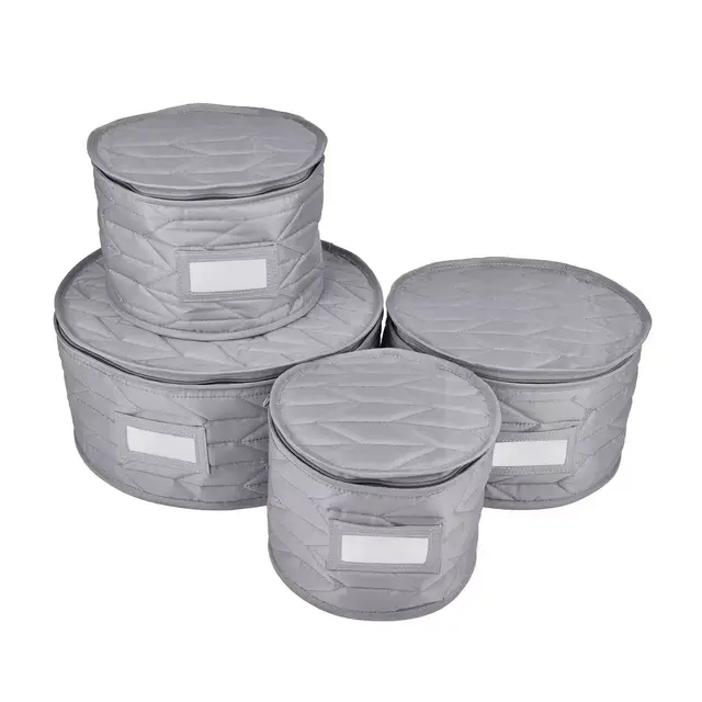 Our Table™ 4-Piece Quilted Plate Storage Set in Grey