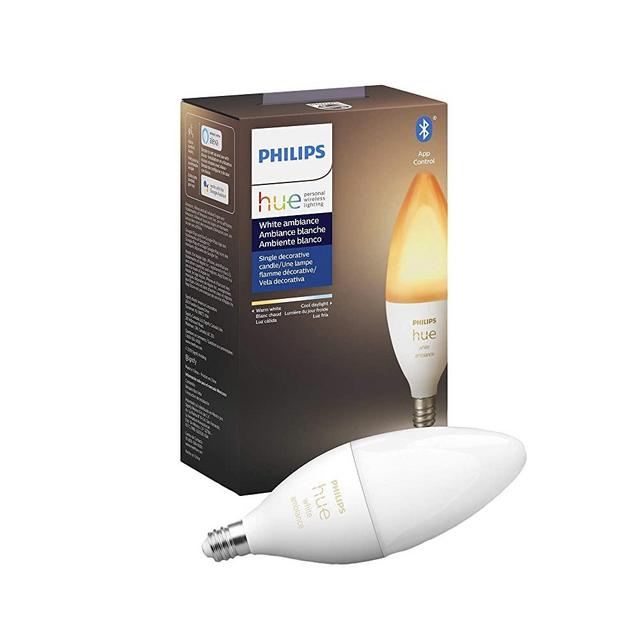 Philips Hue White Ambiance E12 LED Candle Light Bulb, Bluetooth & Zigbee Compatible (Hue Hub Optional), Works with Alexa & Google Assistant