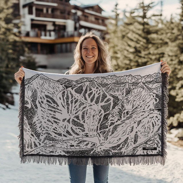 Brighton Mountain Utah Ski Trail Blanket | Cozy, soft throw blanket makes a great cabin decor gift for skiers & snowboarders
