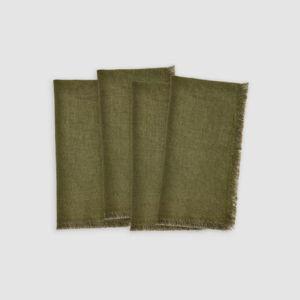 Olive European Linen Fringe Napkins (Set of 4)