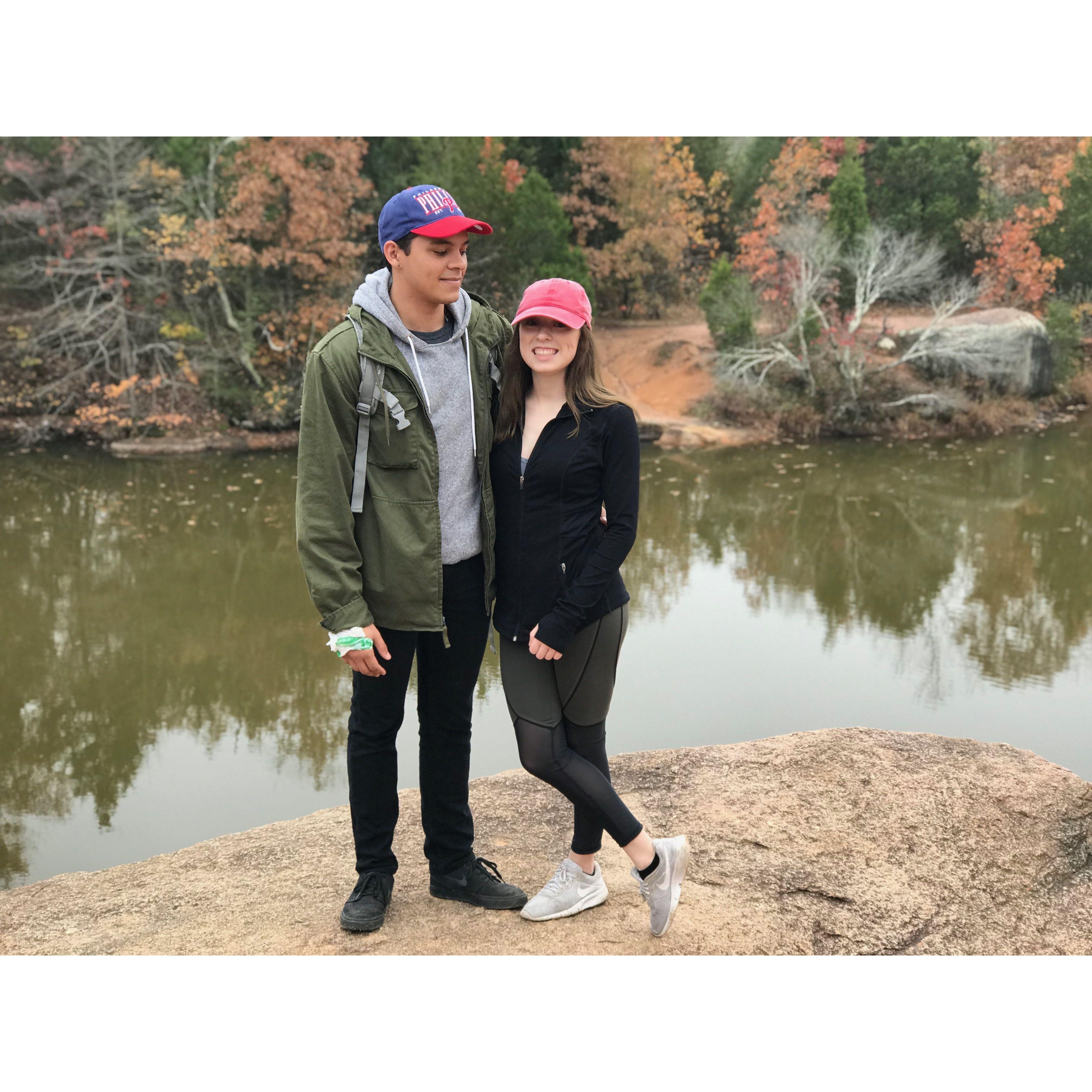 One of our early dates to Elepahant Rock. We asked a passing family to take this picture to which the little boy asked "Are you guys married"? We both chuckled at the thought but look at us now!