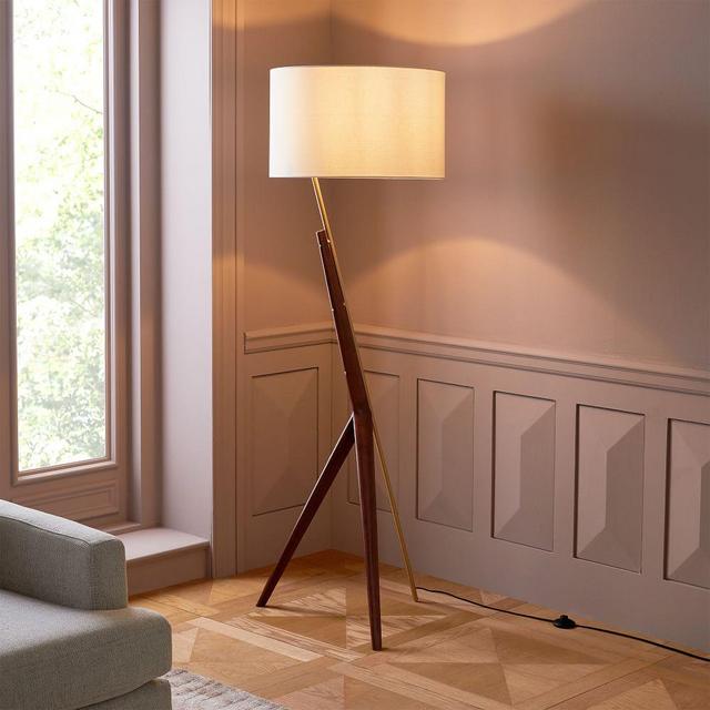 Caldas 5 Floor Lamp Walnut White Linen (57")