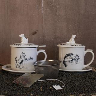 Bungalow Lane Cat 4-Piece Mug & Saucer Set
