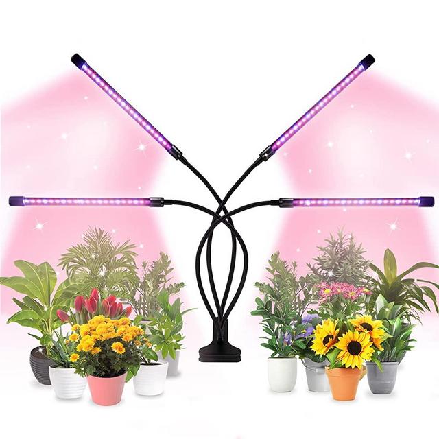 Grow Lights for Indoor Plants Full Spectrum,80 LEDs Plant Light for Indoor Plants with 3/9/12H Timer,4 Heads Clip On Plant Grow Light with 3 Modes,20%-100% Brightness …