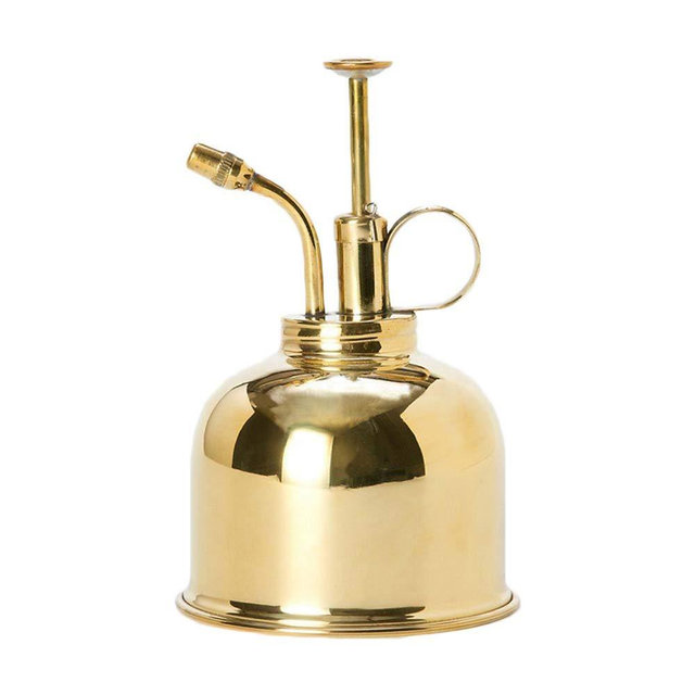 Houchu Watering Can for Indoor Plants Vintage Brass Mister Spray Bottle Nordic English-Style Gardening Spraying Can Spritzer Bottles Metal Watering Can for House Plants(Gold)