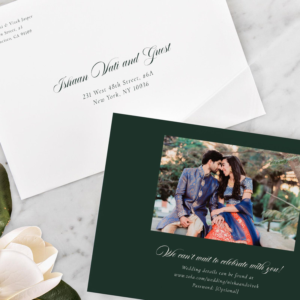Grazio Landscape | Dark Forest | Zola Wedding Invitations