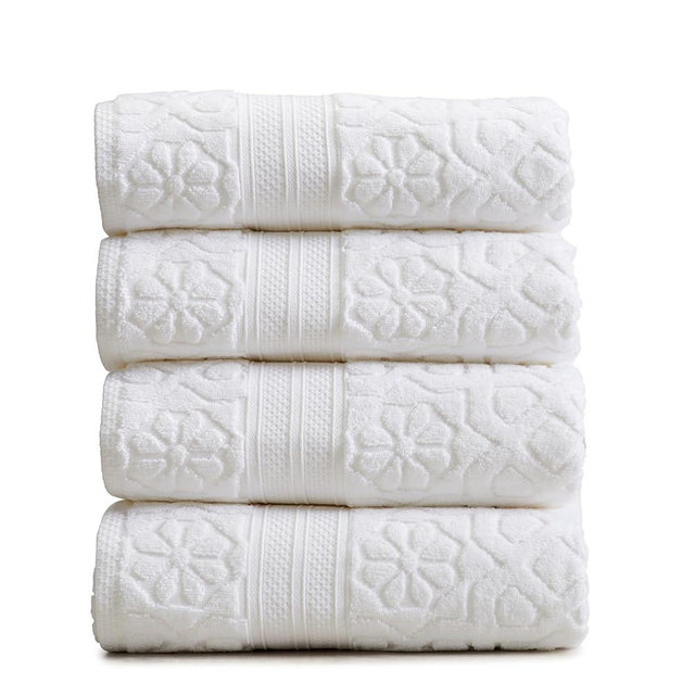 Springtree Home 100% Cotton Bath Towel Set of 4 | Floral Textured Design | Super Soft & Absorbent with Quick-Dry Fibers | 4 Bath Towels | Oeko-TEX® Standard 100 Cotton | Maplewood Collection