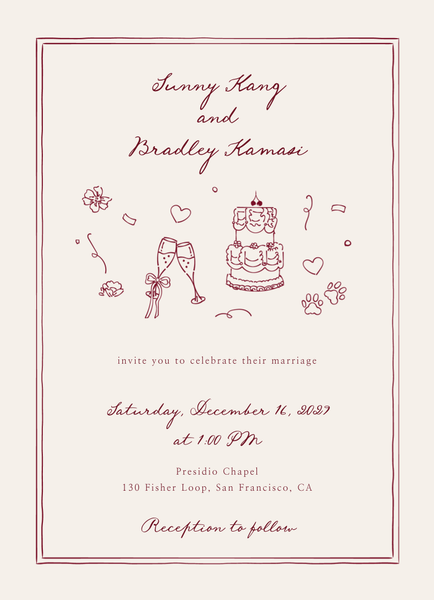 Willa Classic | Dark Burgundy | Zola Wedding Invitations
