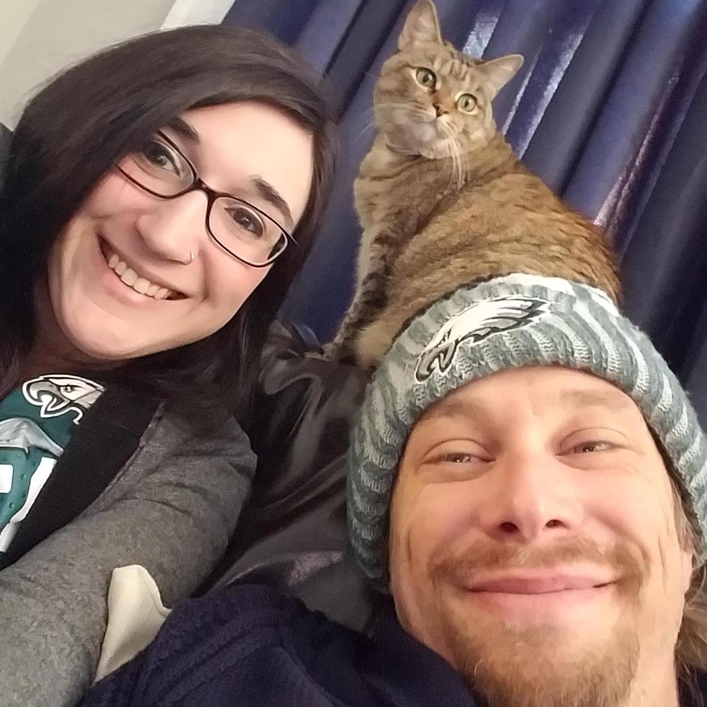 Family time with our cat, Penny