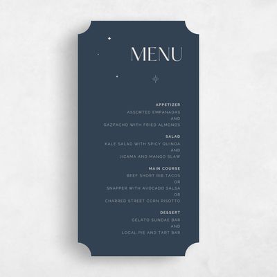 Blue Ticket Wedding Menu - Adhara