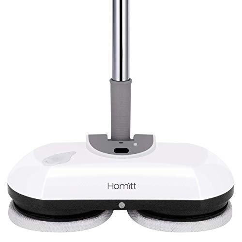 Homitt Electric Mop Floor Spin Scrubber, Cordless Power Spray Floor Mop with Adjustable Handle and 4 Replaceable Microfiber Mop Pads for Cleaning Hardwood Floor and Tile