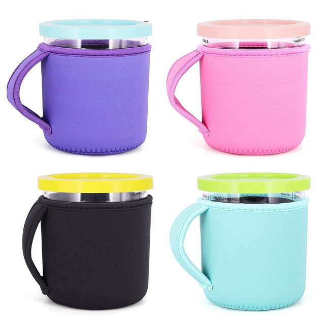 4Pack Reusable 24oz Ice Cream Sleeves with Handle, Neoprene Insulated Sleeves for Ninja Creami NC501, NC500 Series Deluxe Ice Cream Maker Containers(Solid Color)