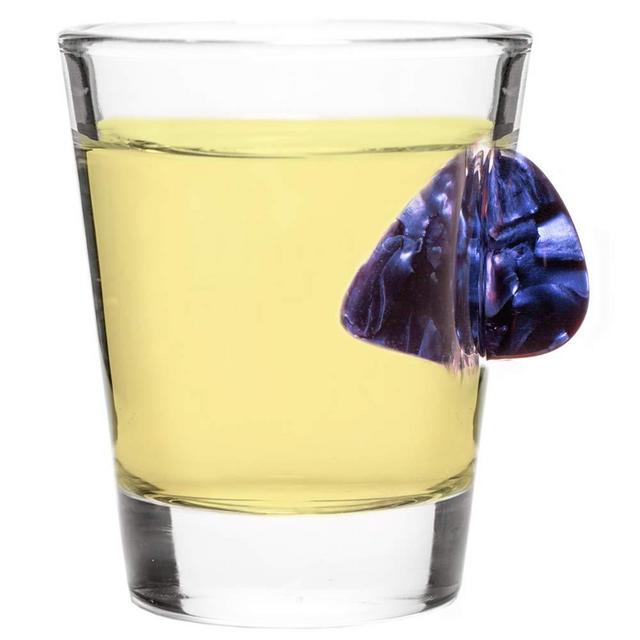 The Original Shot Glass Embedded with a Real Acoustic Guitar Pick - Blue
