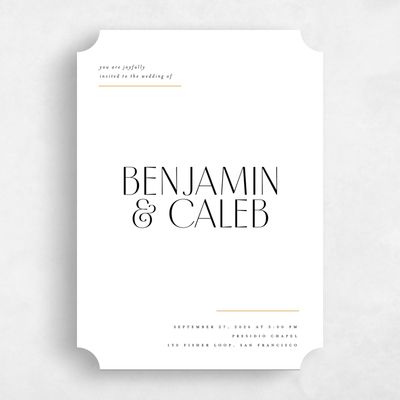 White Ticket Wedding Invitation - Mendoza Classic