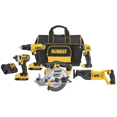 DEWALT 5-Tool 20V MAX LI-ION Cordless Power Tool Combo Kit with Soft Sided Storage (Charger Included and (2) 2.0Ah Batteries Included)
