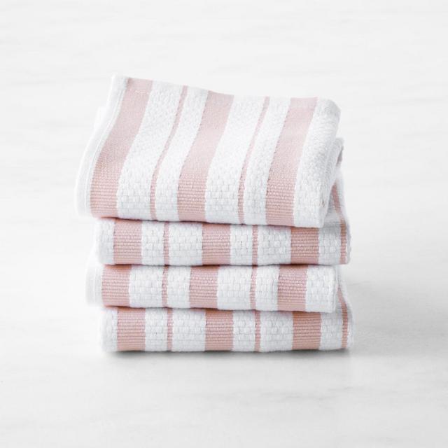 Williams Sonoma Classic Stripe Dishcloths, Set of 4, Dusty Rose