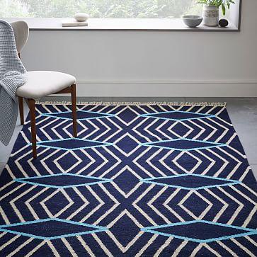 Diamond Stripe Wool Dhurrie - Nightshade 8' x 10'