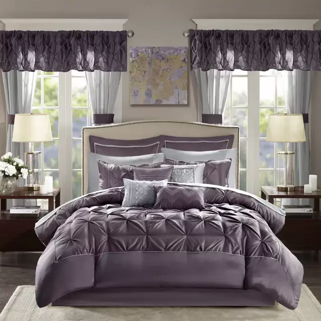 Madison Park® Essentials Joella 24-Piece King Comforter Set in Plum