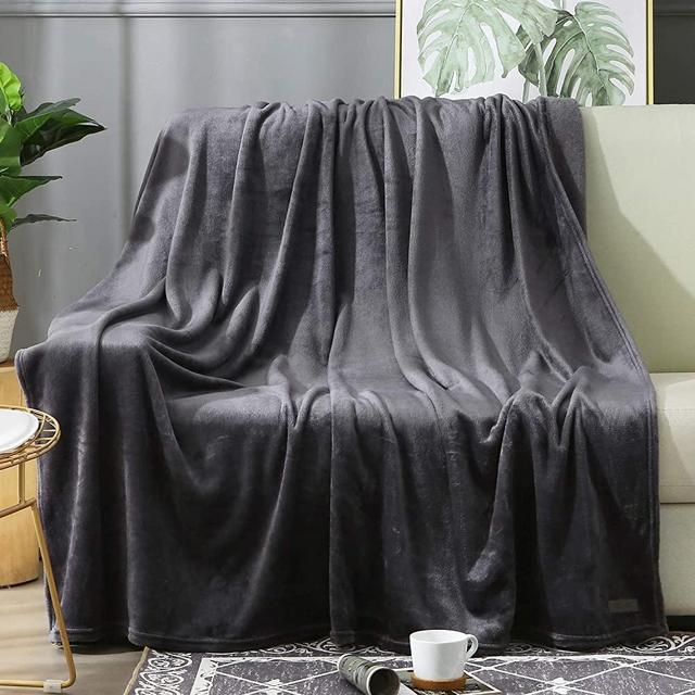 BEAUTEX Fleece Blanket Twin Size Grey Blanket Throw Super Soft Flannel Blanket Lightweight Fuzzy Plush Blanket for Couch Sofa or Bed All Seasons (Graphite Grey, 60" x 80")