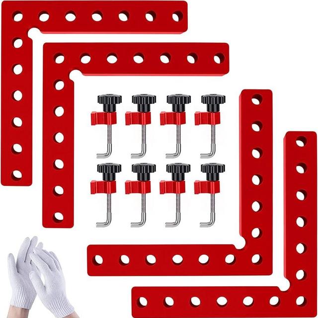 90 Degree 5.5" Aluminum Corner Clamps for Woodworking - 4 Pack Positioning Clamping Squares for Boxes, Cabinets, Drawers
