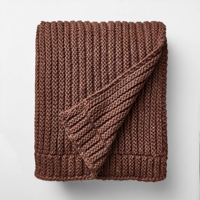 Rib Knit Throw Burgundy - Threshold™ designed with Studio McGee