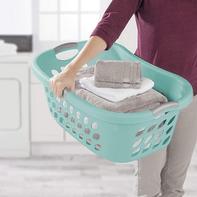 STERILITE Ultra Hiphold Laundry Basket, Aqua Chrome