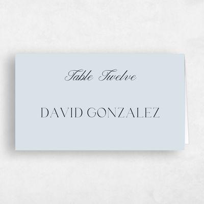 Blue Whisper Wedding Place Card - Gavin