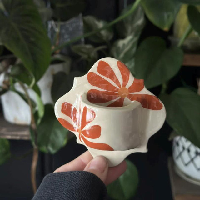 Clay Wall Ring Holder - Cream Floral -