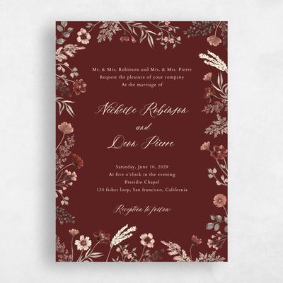Maroon, Red Wedding Invitation - Viva Classic